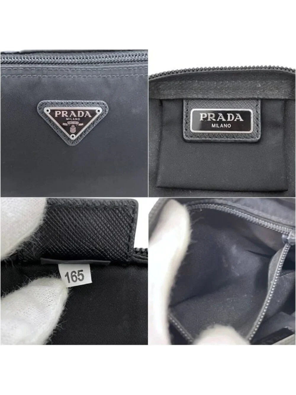 Prada Pouch Black Nero Tessuto Case Nylon 165 Zipper